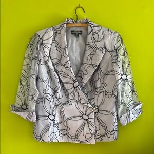 R&M Richards Black and Gray Blazer with Floral Pattern